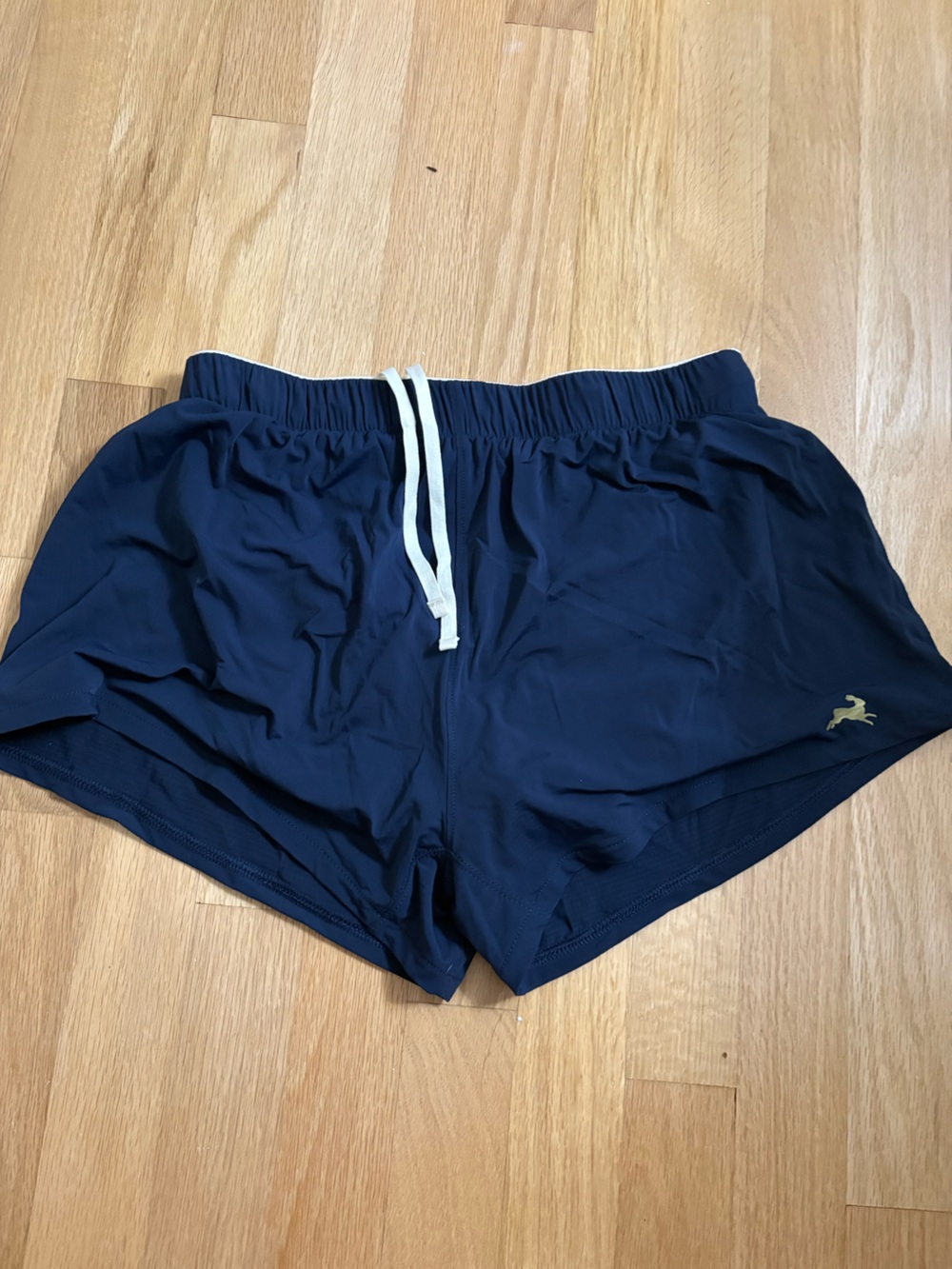 Tracksmith Navy Running Shorts with White Drawstring